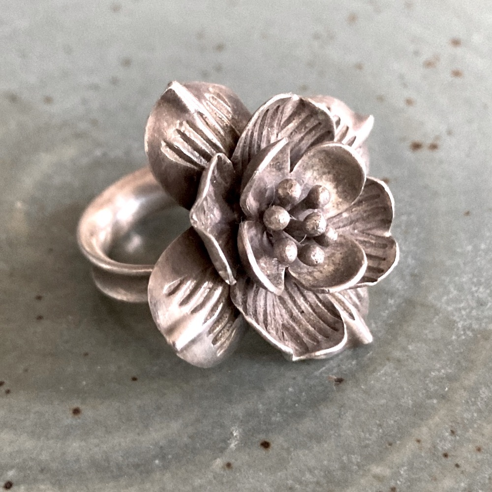 Artisan Hand-Forged Sterling Rose Ring